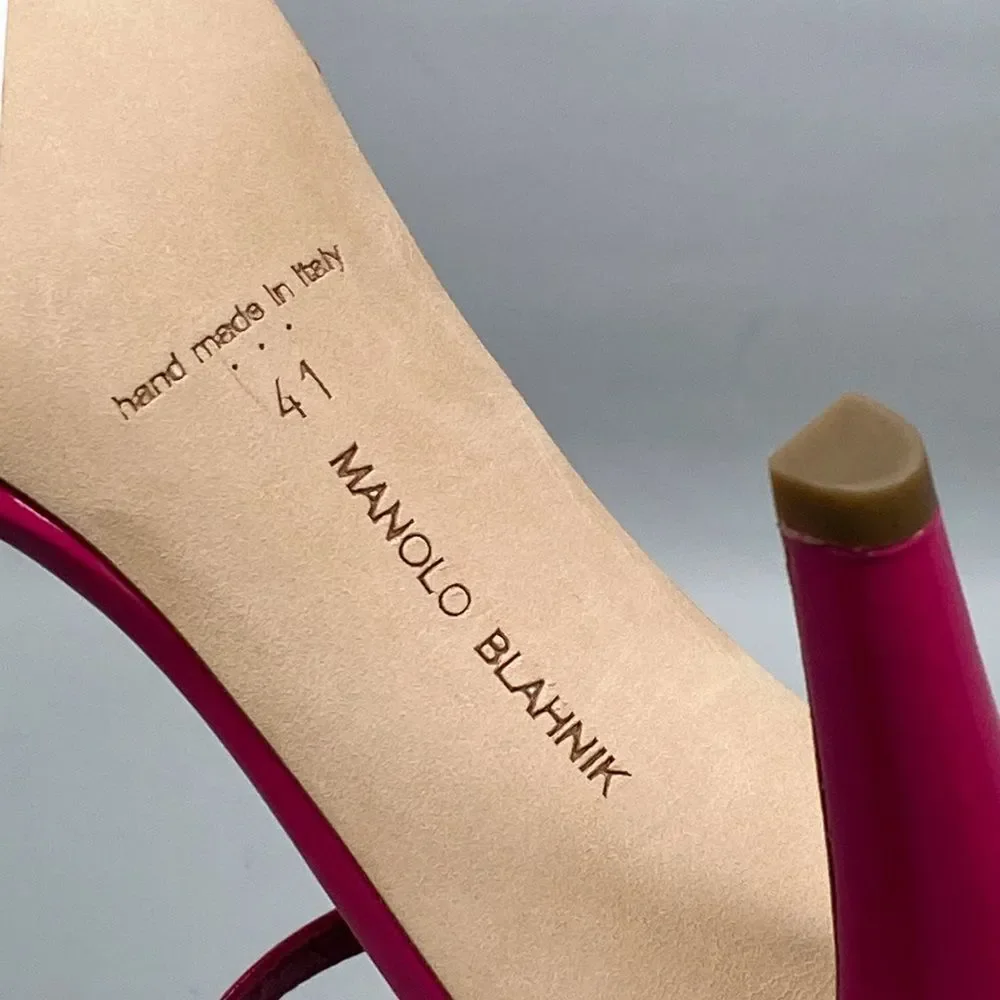 Manolo Blahnik Tormentas 90MM Patent Leather Ankle-Wrap Sandals size 41 - Picture 12 of 12